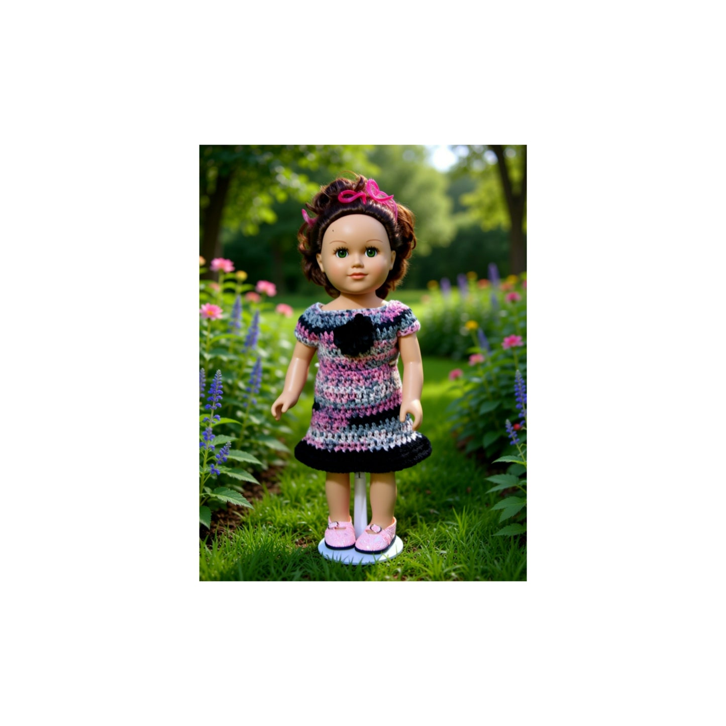 Crocheted Short Dress for 18-Inch Dolls