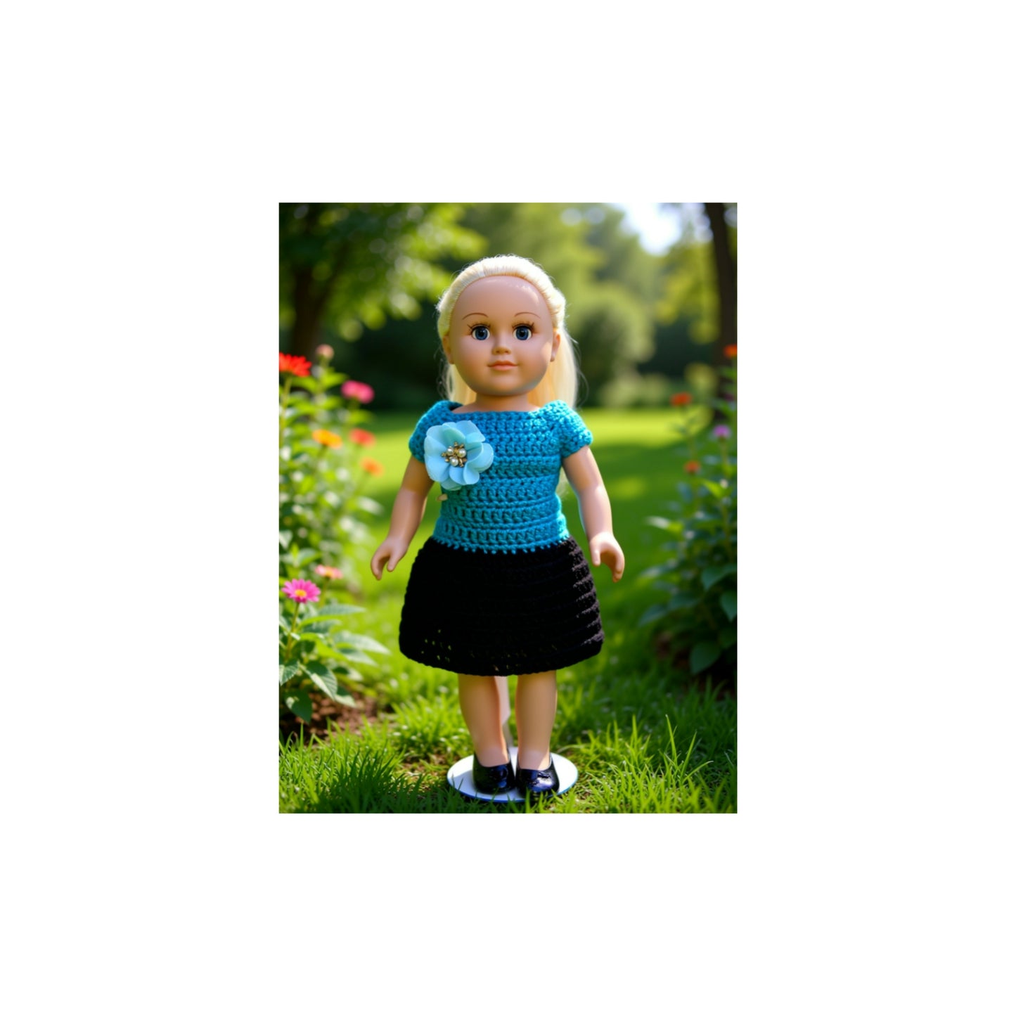 Crocheted Short Dress for 18-Inch Dolls