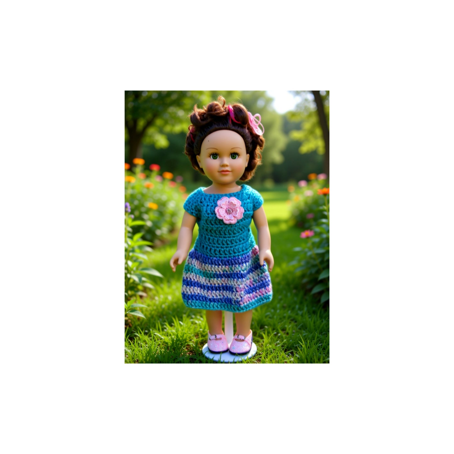 Crocheted Short Dress for 18-Inch Dolls