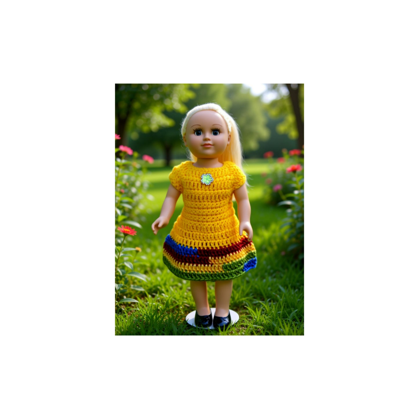 Crocheted Short Dress for 18-Inch Dolls