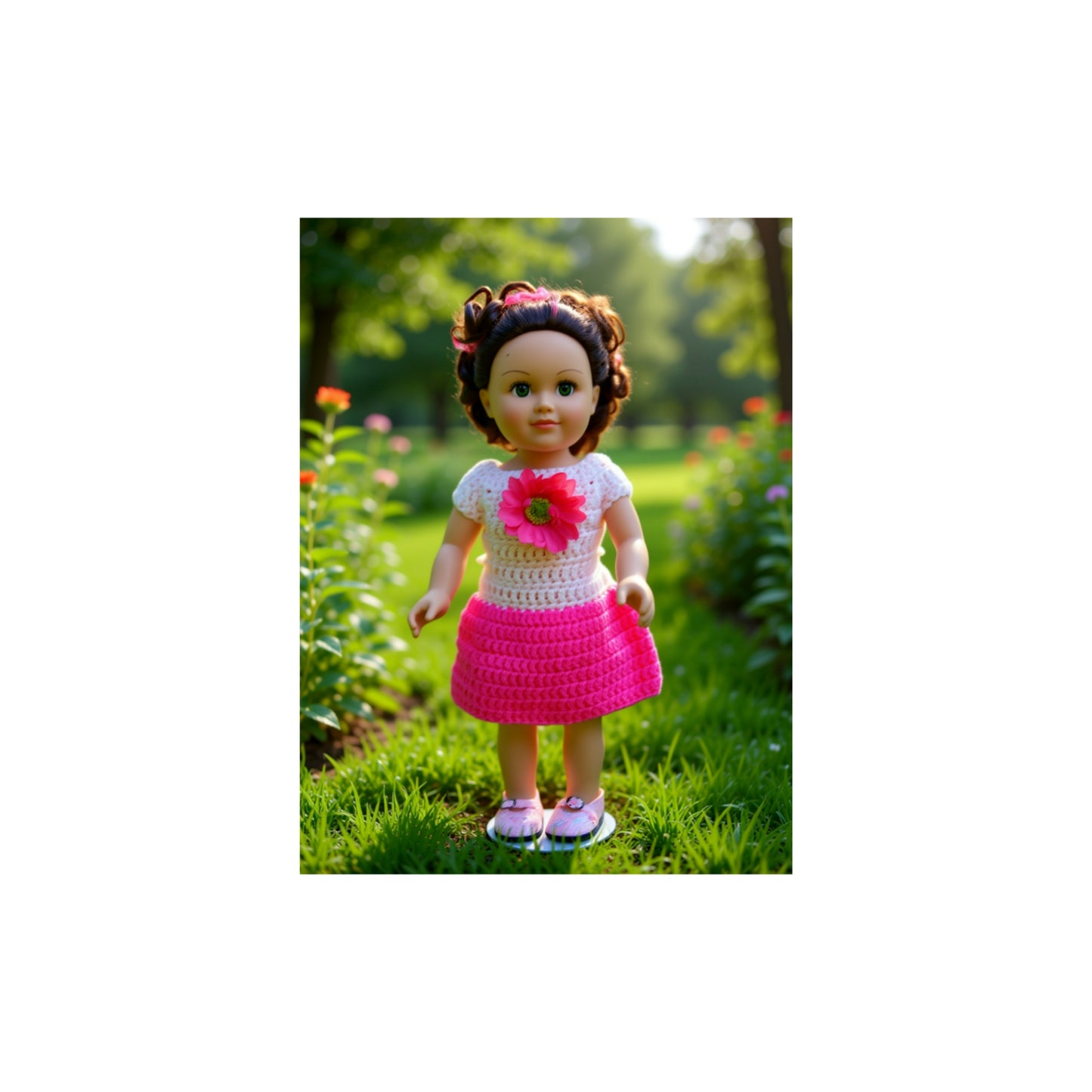 Crocheted Short Dress for 18-Inch Dolls