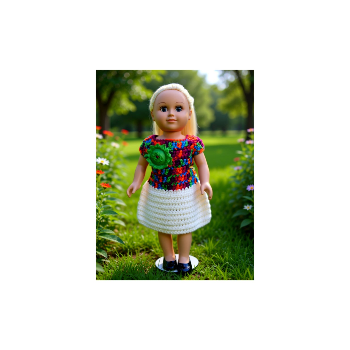 Crocheted Short Dress for 18-Inch Dolls