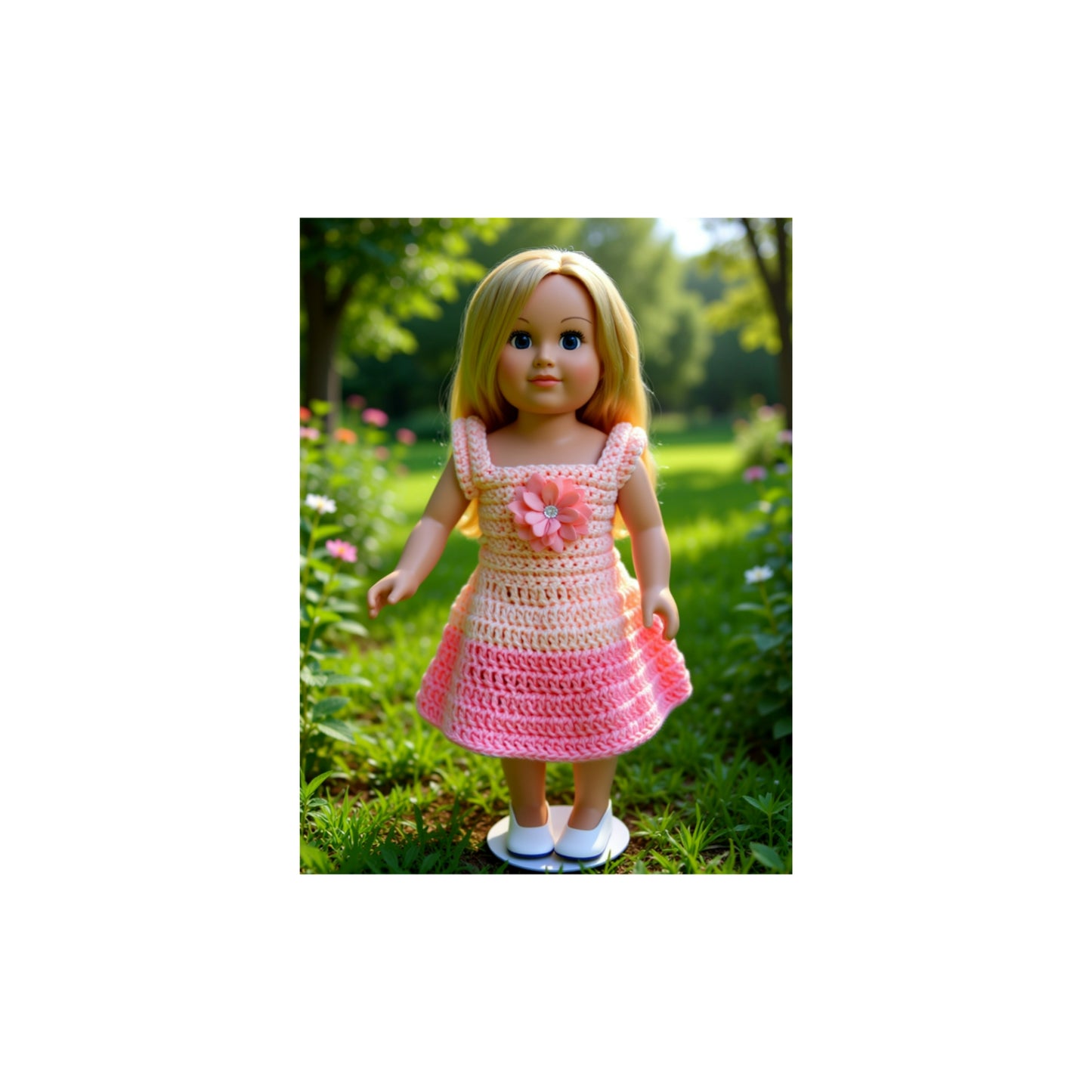 Crocheted Short Dress for 18-Inch Dolls