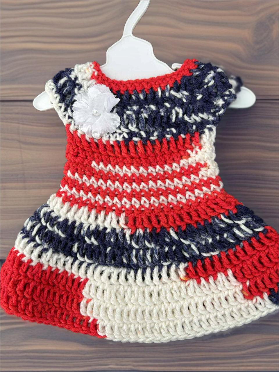 Crocheted Short Dress for 18-Inch Dolls