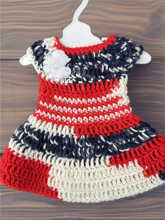 Crocheted Short Dress for 18-Inch Dolls