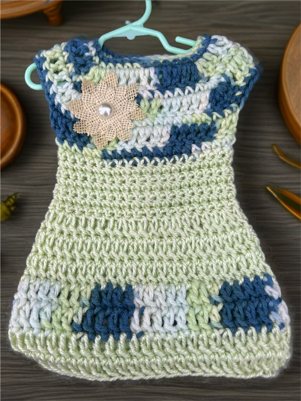Crocheted Short Dress for 18-Inch Dolls