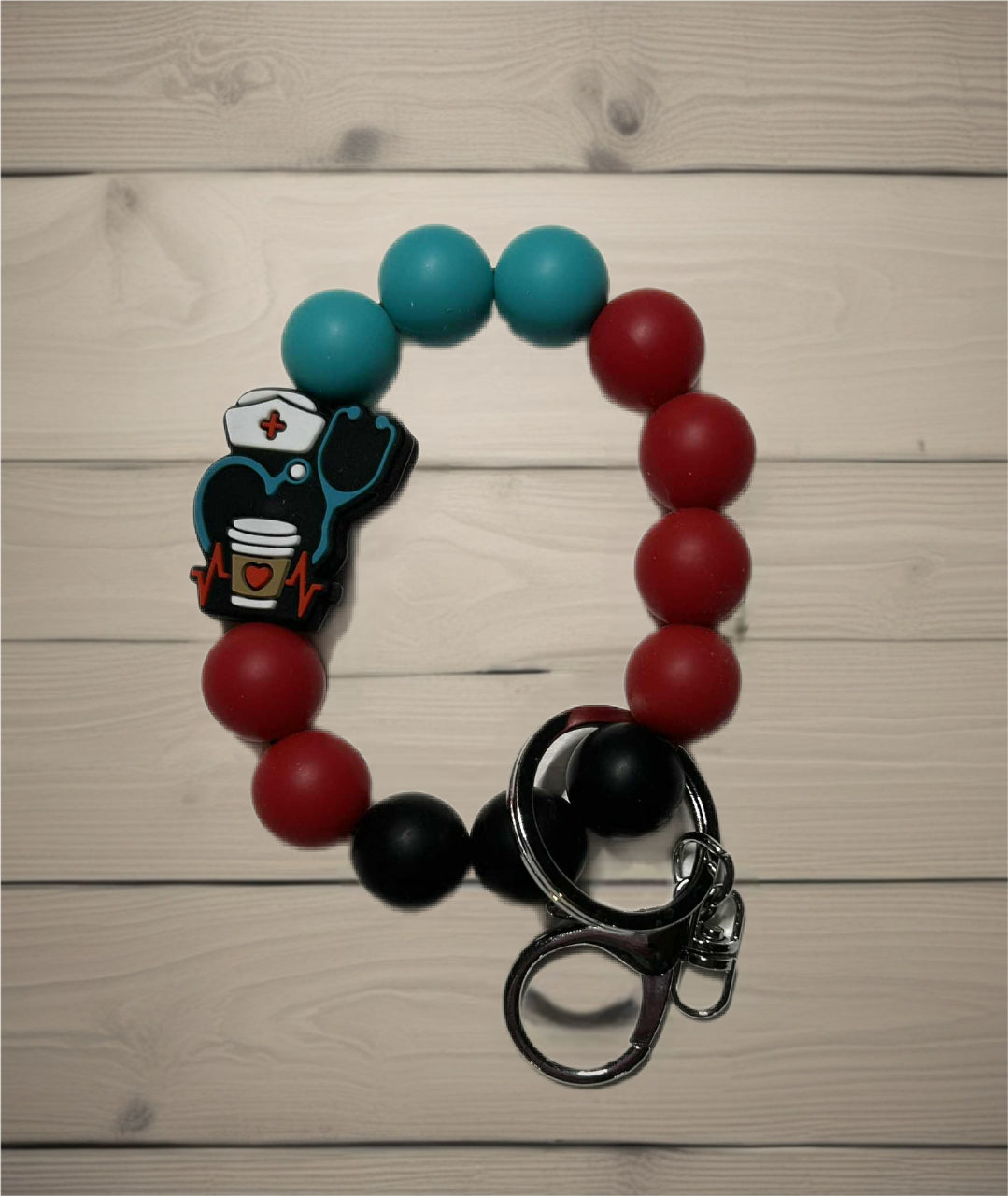 Silicone Beaded Keychain Wristlet