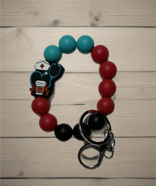 Silicone Beaded Keychain Wristlet