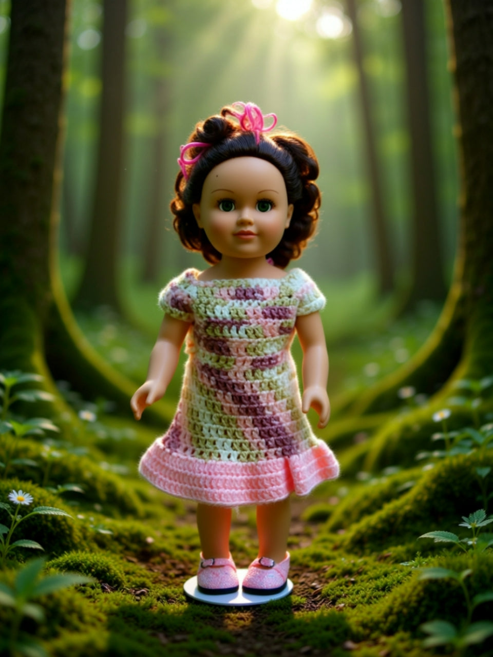 Crocheted Short Dress for 18-Inch Dolls