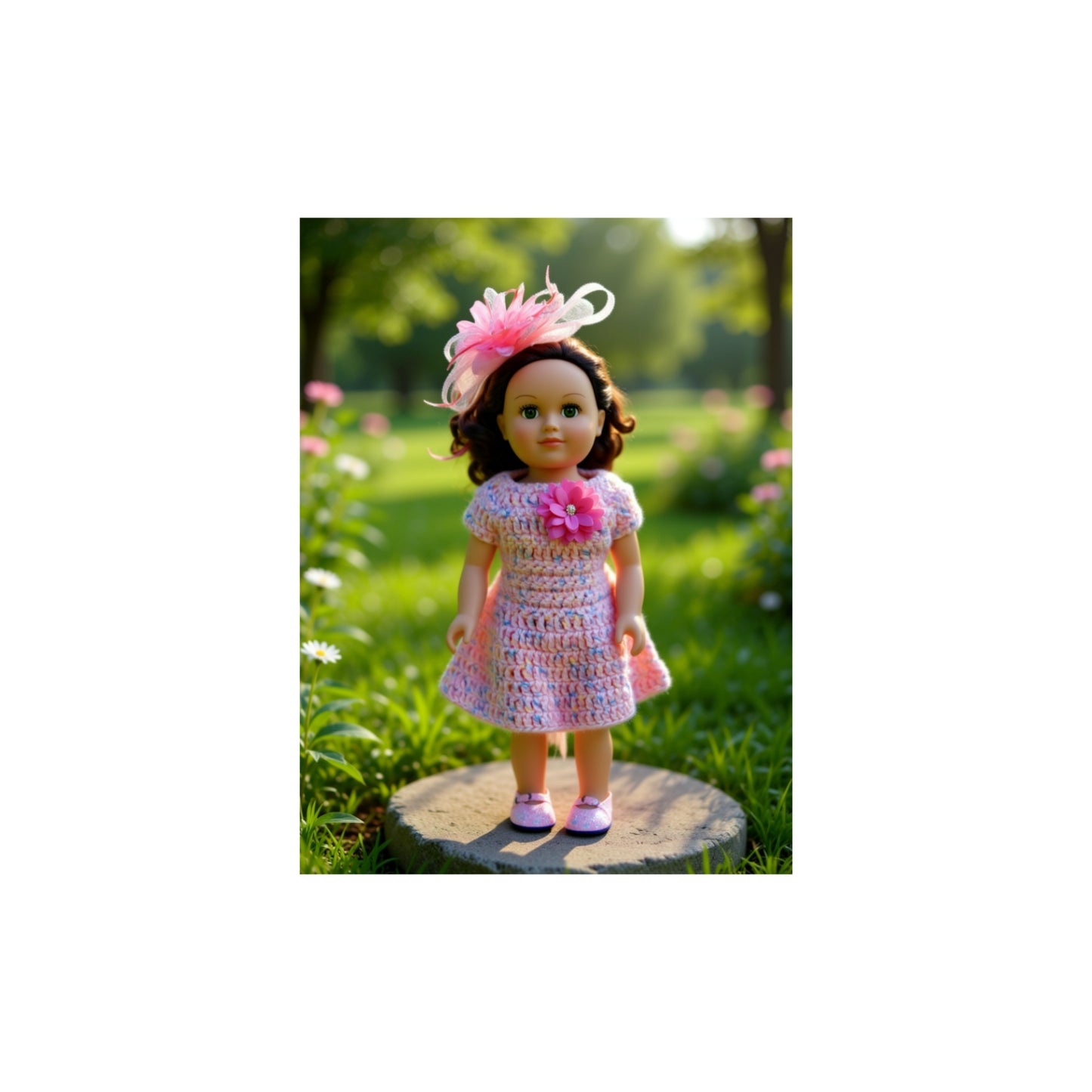 Crocheted Short Dress for 18-Inch Dolls