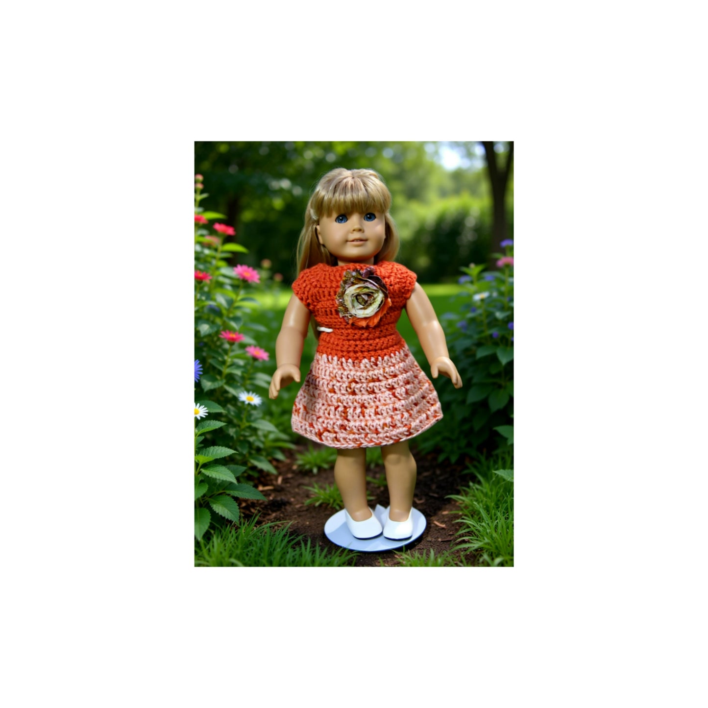 Crocheted Short Dress for 18-Inch Dolls