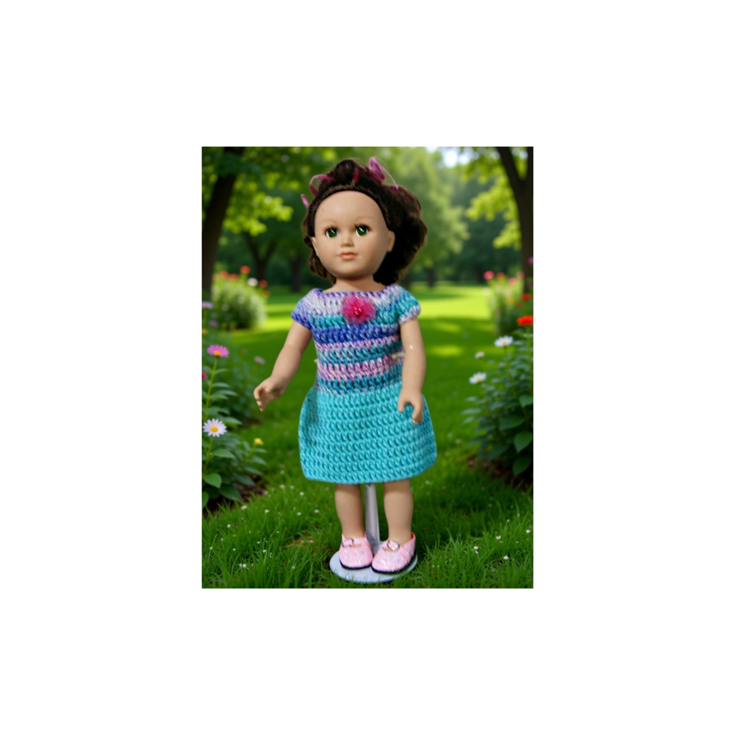 Crocheted Short Dress for 18-Inch Dolls