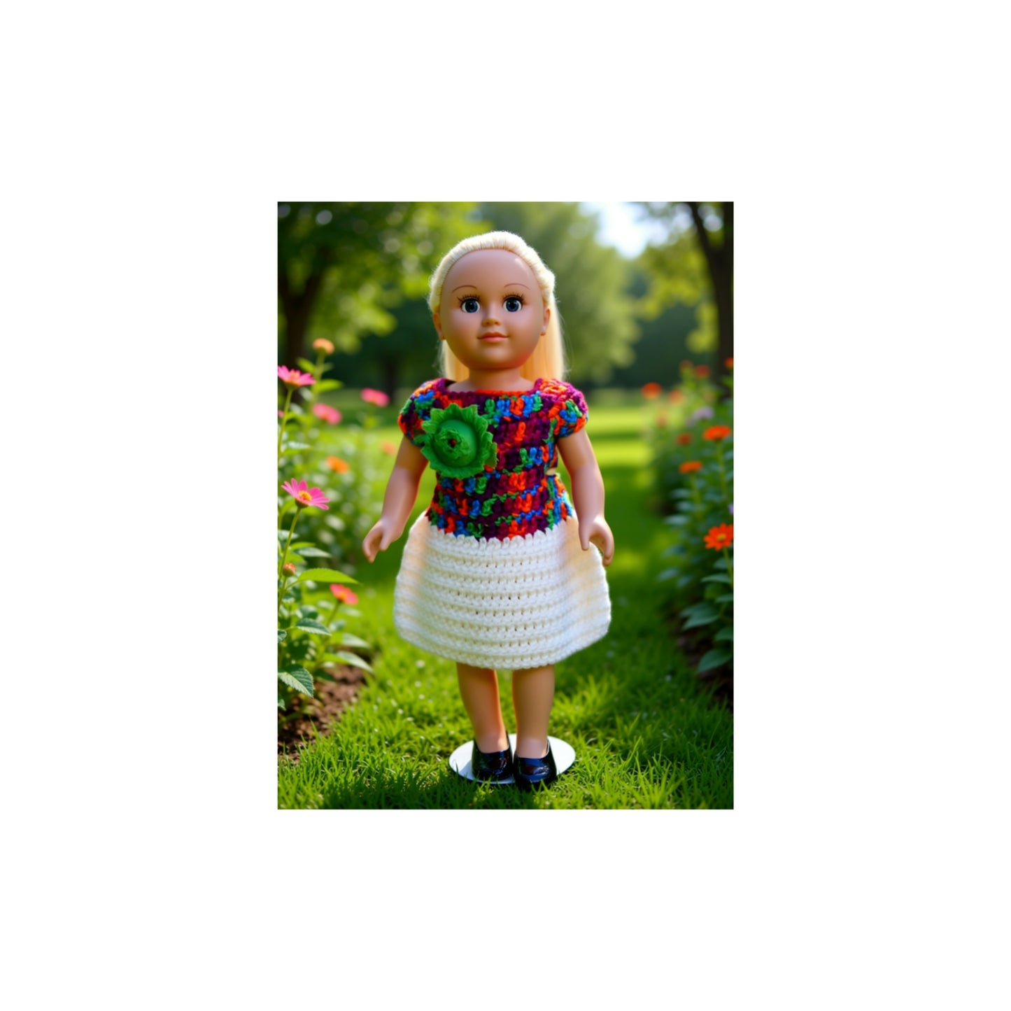 Crocheted Short Dress for 18-Inch Dolls