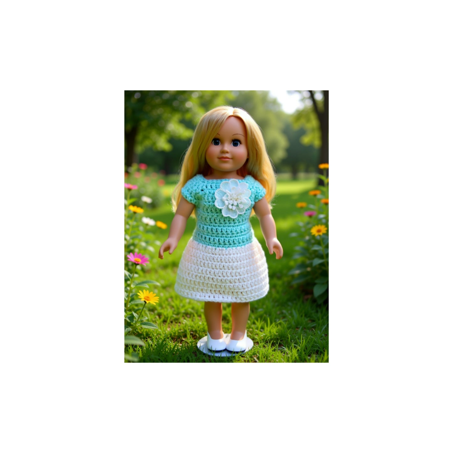 Crocheted Short Dress for 18-Inch Dolls