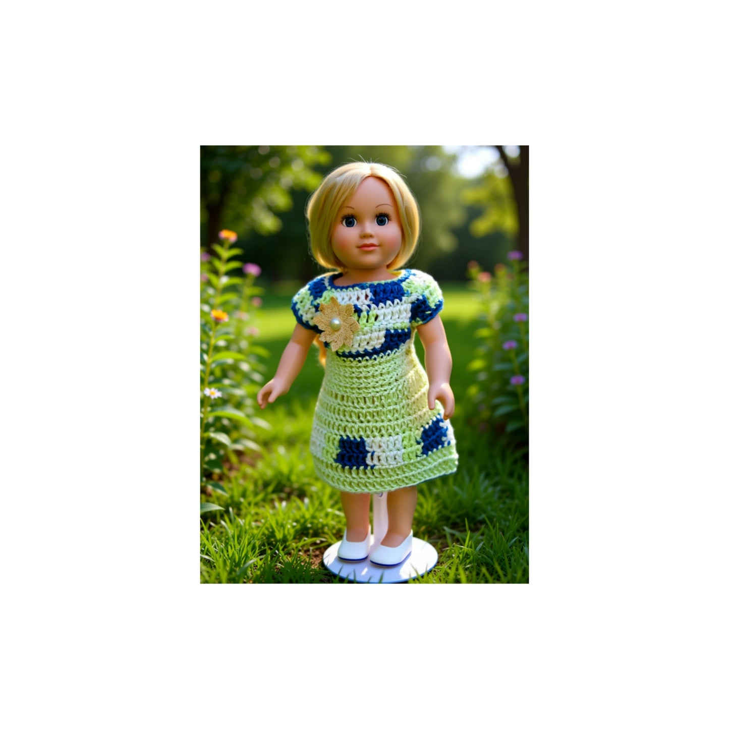 Crocheted Short Dress for 18-Inch Dolls