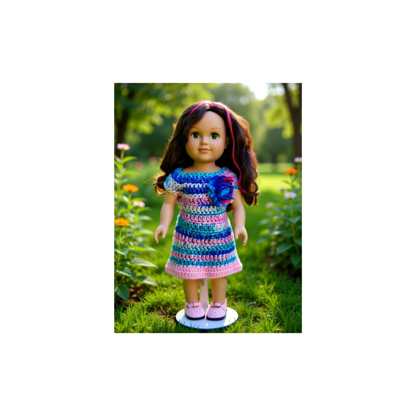 Crocheted Short Dress for 18-Inch Dolls